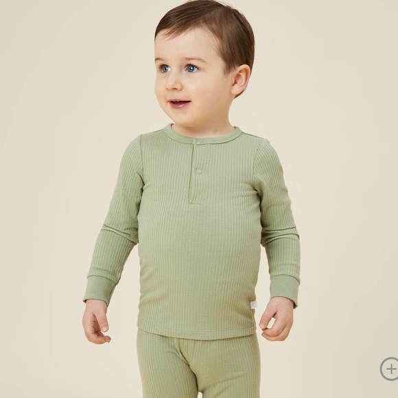 Baby Mori - Sage Ribbed Pajama Set Size 0-3 Months - Picture 7 of 9